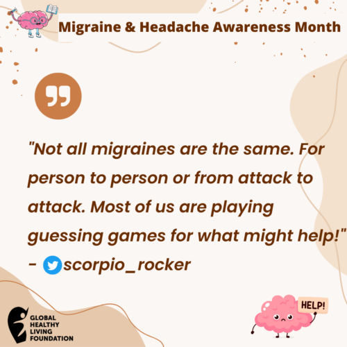 designed quote about migraine different for everyone