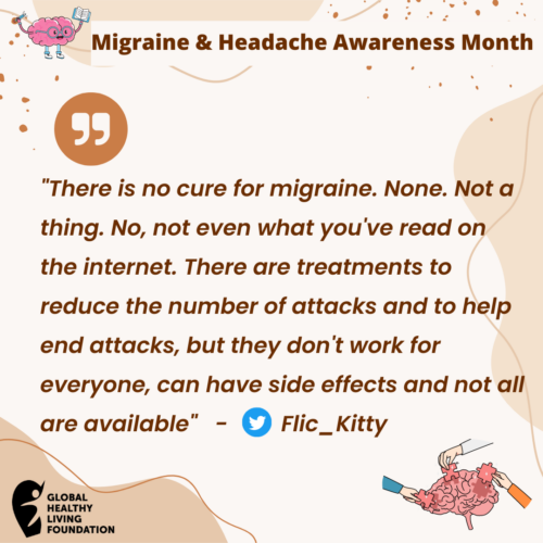 Designed quote about cure for migraine