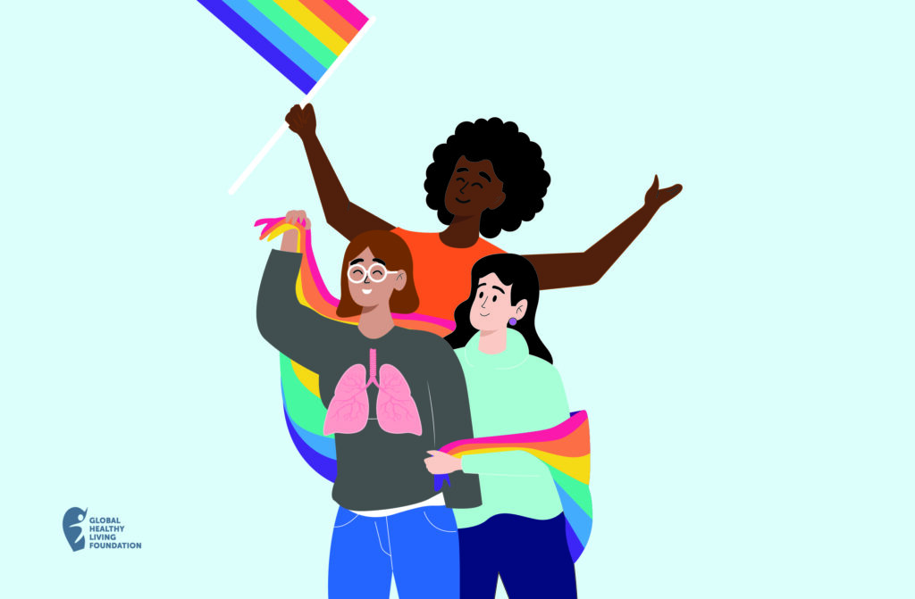 Illustration showing asthma and LGBTQ+ pride