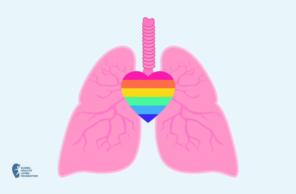 Illustration of lung with rainbow to present LGBTQ+