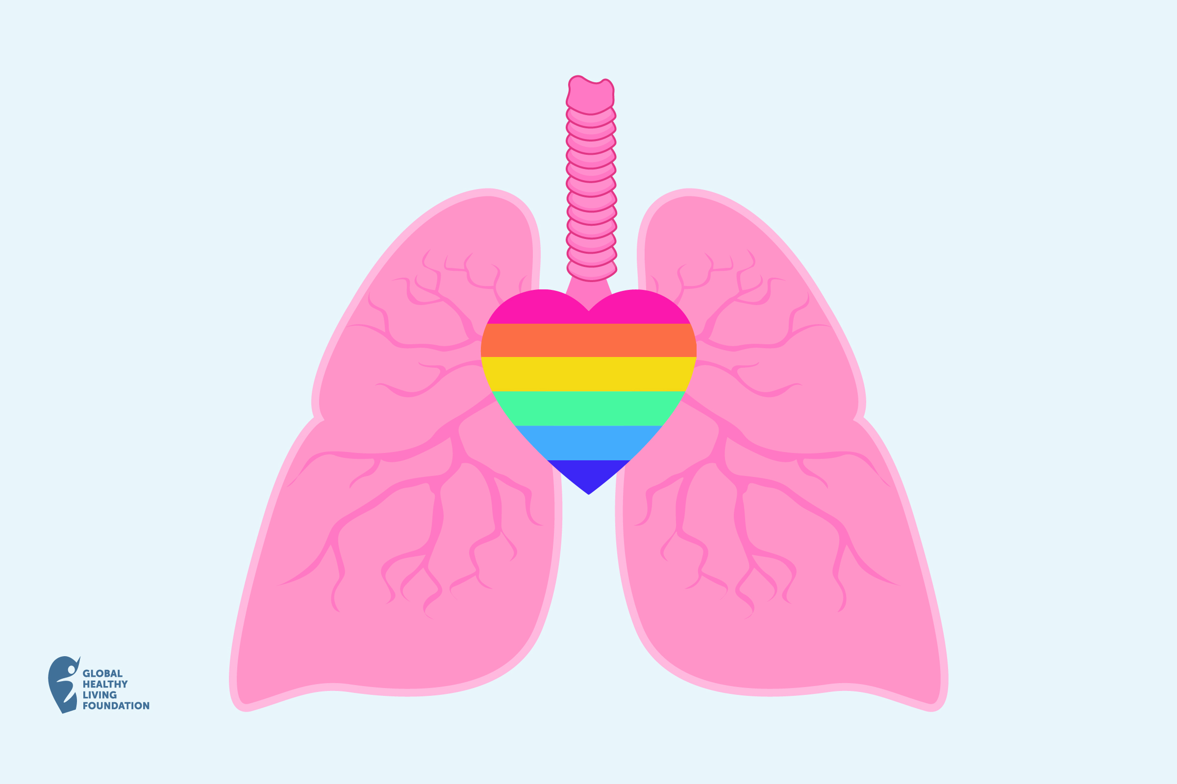 Illustration of lung with rainbow to present LGBTQ+