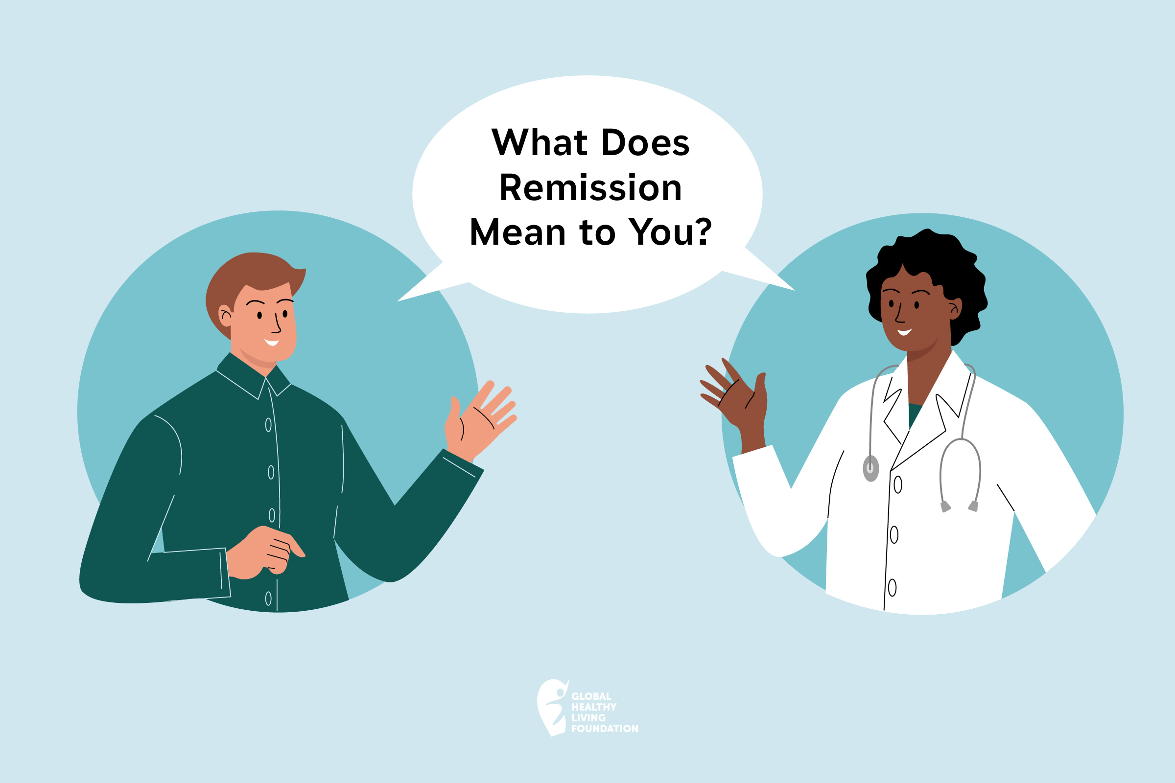 Illustration of doc and patient discussion remission